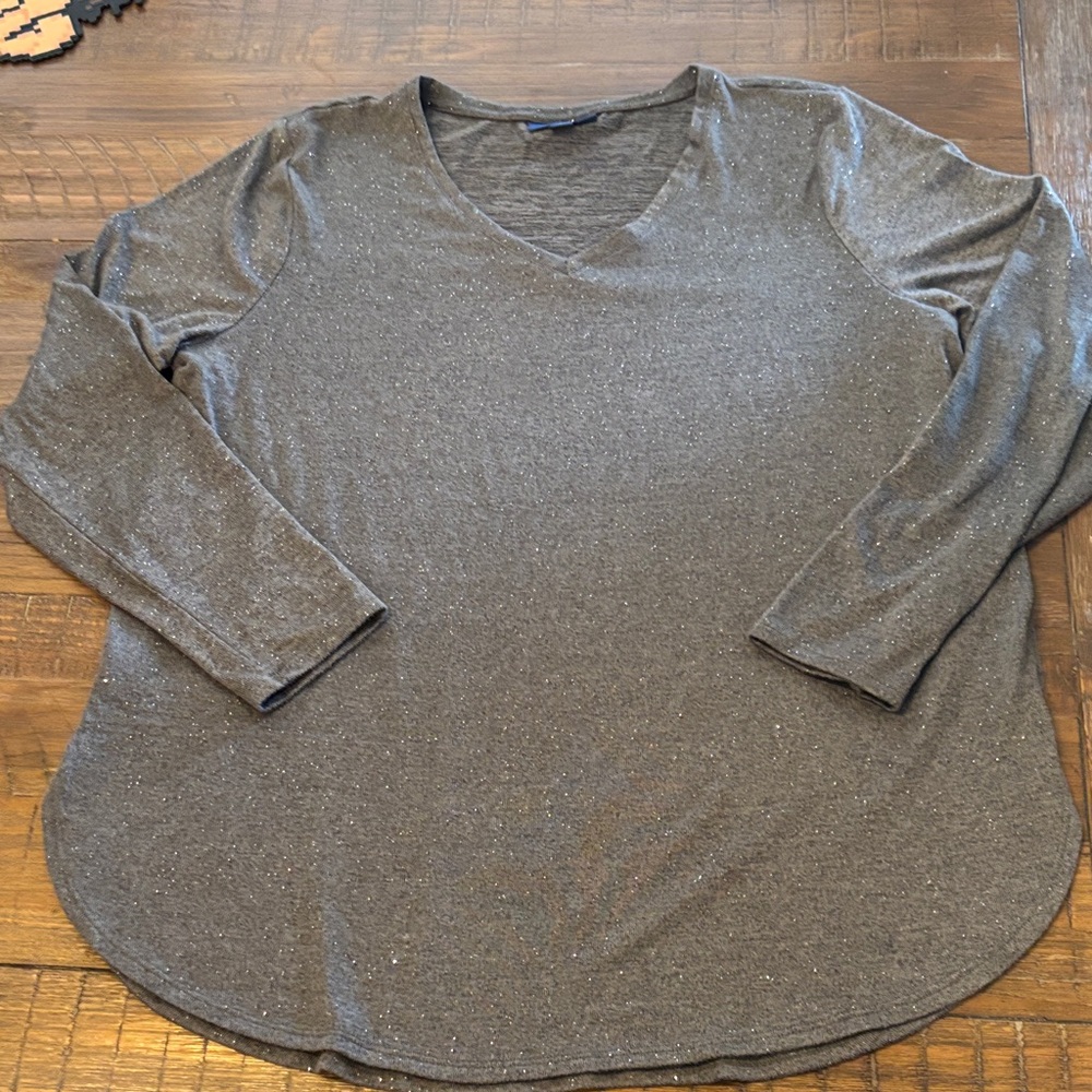 Apt. 9 Sparkling Gray Long Sleeve Top